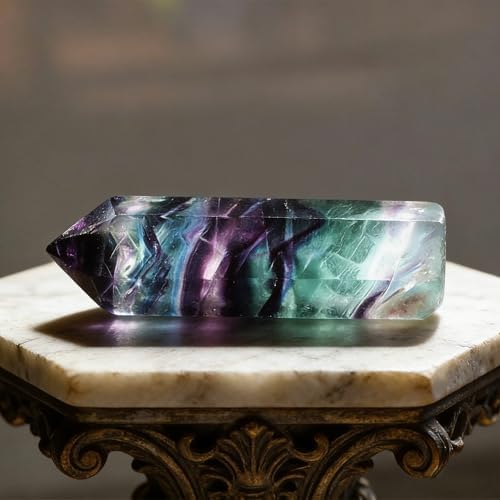 Colorful Striped Fluorite Crystal Wand - 4-7CM Hexagonal Healing Stone