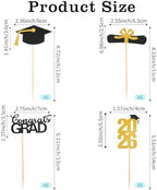 Graduation Cupcake Toppers 2026, Graduation Decorations 2026, 24 PCS Glitter Gold Congrats Grad Diploma Grad Cap Cupcake Toppers Picks Cake Decorations for Class of 2026 Graduation Party Decorations