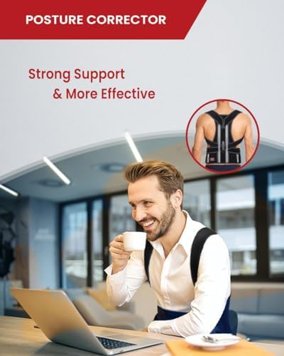Hurmoya Back Brace Posture Corrector for Women and Men, Lower and Upper Back Pain Relief, Hunchback and Scoliosis Straightener with 2 Removable Metal Splints Support, Adjustable Straps Belt Waist