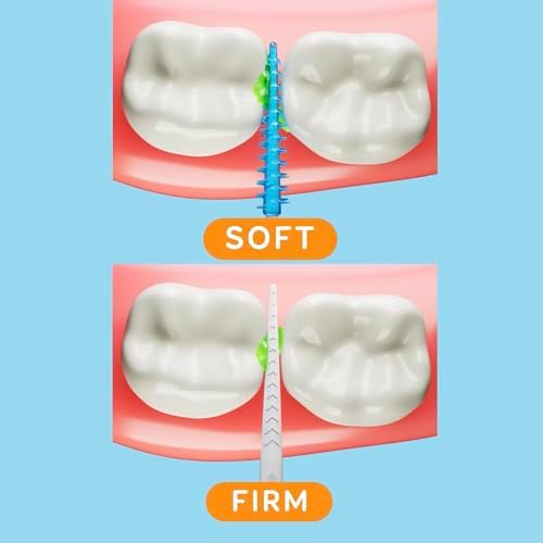 GRIN Softstx, Gentle Dental Picks, 90 Count, Soft Flexible Bristles, Textured Plaque Removing Toothpick, Minty Flavor, for Between Teeth, Refillable Hygienic Case, for Braces, Bridges, and Implants