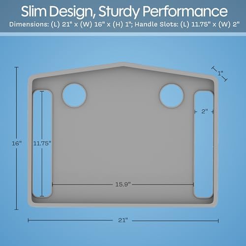 Walker Tray Table with 2 Cup Holders - Universal Trays for Standard Folding Walkers - Home Mobility Accessories by Bluestone (Gray)