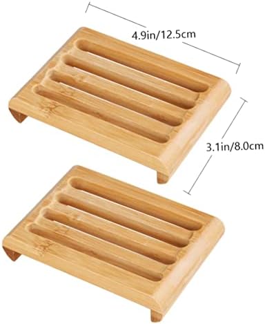 Cabilock 2pcs Bamboo Soap Dish Set Self-draining Soap Holder for Bathroom Kitchen Natural Ventilated Design for Bar and Sponges Compact
