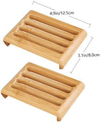Cabilock 2pcs Bamboo Soap Dish Set Self-draining Soap Holder for Bathroom Kitchen Natural Ventilated Design for Bar and Sponges Compact