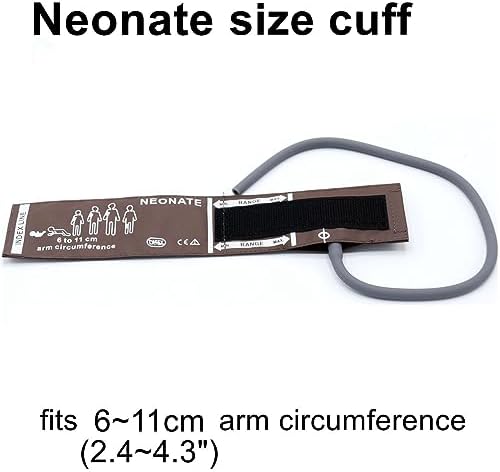 NIBP Cuff with BP12 Connector for Neonate, 6-11 cm Single Tube Reusable PU Brown Replacement Neonatal Blood Pressure Cuff