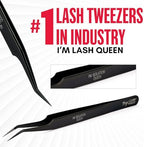 Isolation Tweezer Black Fiber Tip Lash Tweezer 12cm – Precision Stainless Steel Eyelash Extension Tool, Anti-Slip, Fine Tip for Lash Separation & Placement, Lash Artist Supplies