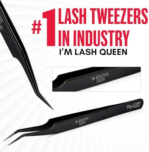 Isolation Tweezer Black Fiber Tip Lash Tweezer 12cm – Precision Stainless Steel Eyelash Extension Tool, Anti-Slip, Fine Tip for Lash Separation & Placement, Lash Artist Supplies