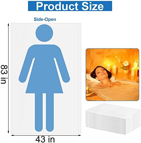 Okllen 100 Pack Disposable Plastic Sheeting for Body Wrap, Sauna Bag Liner Used Sized 83"x43", PE Bag Inside a Far Infrared Sauna Blanket for Home Bathtub, SPA, Beauty Salon, Open on the Side