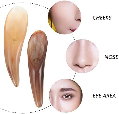 minkissy 2Pcs Natural Buffalo Horn Scraping Tools Multi Function Massage Scrapers for Face Body Durable Safe for Relaxation and Skin Elasticity Improvement