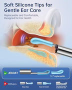 Jegoat Ear Wax Removal, Ear Wax Removal Tool Camera with 1296P HD Camera and 6 LED Lights, Ear Cleaner with 12 Ear Pick, Upgraded Ear Wax Removal Kit for iOS and Android, Black