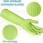 Disfore Rubber-Gloves Dishwashing Gloves for Cleaning-Kitchen - 2 Pairs Long Household Cleaning Gloves for Washing Dishes