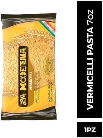 LA MODERNA, Vermicelli Pasta, 7 oz (Pack of 1) | Enriched Durum Wheat Semolina | Kosher, Non-GMO, Iron and Vitamin-Fortified | Thin Vermicelli Noodles for Soups, Broths, and Quick Meals