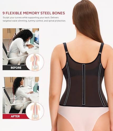 Nebility Waist Trainer for Women Corset Shapewear Tummy Control Body Shaper Top Waist Cincher Girdle with Adjustable Straps