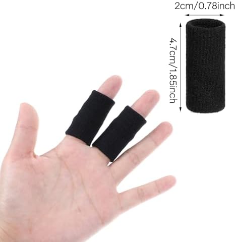 10 Pcs Finger Sleeves Protectors, Sport Finger Splints Elastic Thumb Splint Brace for Finger Support Finger Sleeves Compression Aid for Relieving Pain Arthritis Finger (Black)