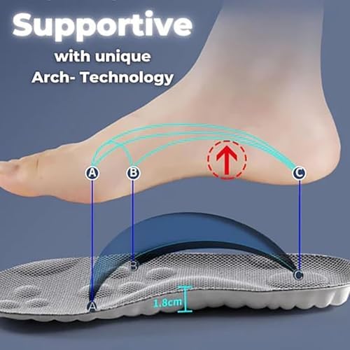 Orthopedic Insole, Ultra Comfort Insoles 4d Memory Foam Orthopedic Insoles Breathable Shock Absorption (1pair Orange, Men 4-4.5/Women 5.5-6)