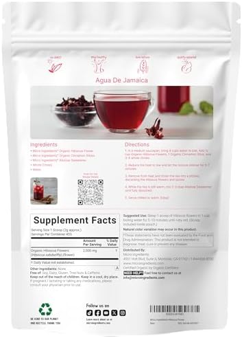 Organic Hibiscus Flowers, 2lbs (450+cups) | Flor de Jamaica, Loose Leaf Tea for Hibiscus Tea Bags | Cut & Sifted Dried Leaves | Caffeine Free, Non-GMO, No Sugar