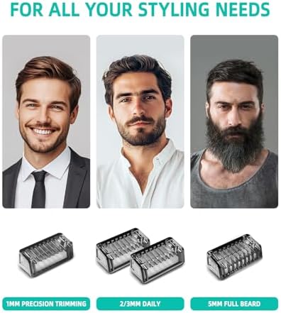 Guard Combs Kit with Case Compatible with Philips Norelco OneBlade Handles, 1/2/3/5mm Guide Combs, 0/3mm Body Comb and Protective Cap for Electric Shaver Accessories for Men