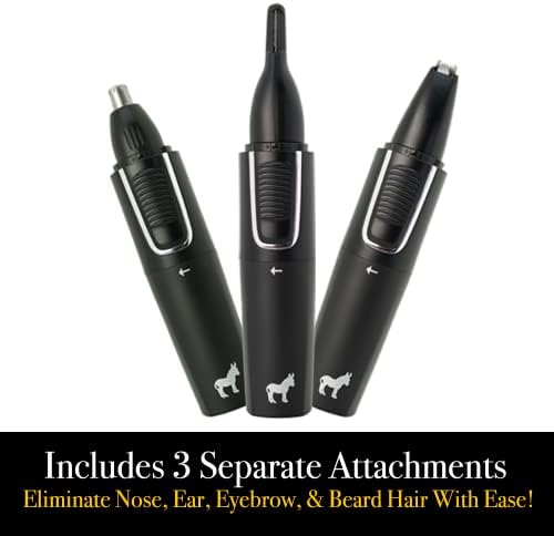 Pete & Pedro Nose & Ear Hair Trimmer – Clipper Has 3 Attachments for Nose/Ear, Eyebrows Trimming, & Facial Hair Detailing | Men & Women, Stainless Steel, Wet/Dry, USB | As Seen on Shark Tank