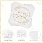 Kosiz 200 Pack We're Engaged Napkins Gift 3 Ply Disposable Paper Engagement Cocktail Napkins for Wedding Party Beverage Dinners Cake Tableware Decorations, 4.5 x 4.5 Inch