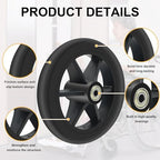 2 PCS 6 Inch Rollator Replacement Wheels Replacement Wheelchair Wheels Anti-Slip and Wheels Wear-Resistant PU Tires and Durable ABS Wheel Hub