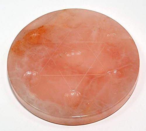 HQRP 4" Natural Rose Quartz Egg/Sphere Crystal Mineral Stand Polished Pink Gemstone Plate w/Star of David Decoration
