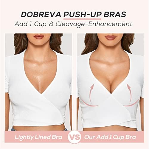 DOBREVA Women's Push Up Lace Bra Underwire Plunge Full Coverage Bras Sexy Plus Size Support
