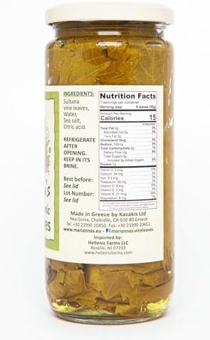 Marianna's XL Greek Organic Vine Leaves, 30oz / 850g, Approx. 60 Extra Large Leaves