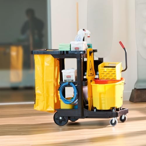 Rubbermaid Commercial Products Durable Replacement Front Zippered Vinyl Bag 24 Gal Yellow for Industrial Janitorial Cleaning Cart Waste Linen/Laundry/Trash Collection