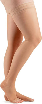 Actifi Women's Sheer 20-30 mmHg Compression Stockings, Thigh High, Open Toe, Firm Support