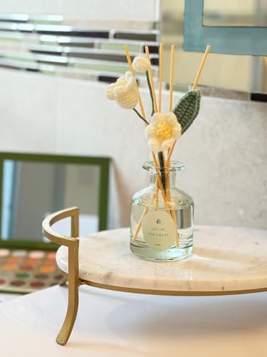 VANGIE Lily of The Valley Reed Diffuser for Home | Fresh Floral Scent | Elegant Glass Bottle with Handmade Flower | Long-Lasting, Vegan | Bedroom & Living Spaces