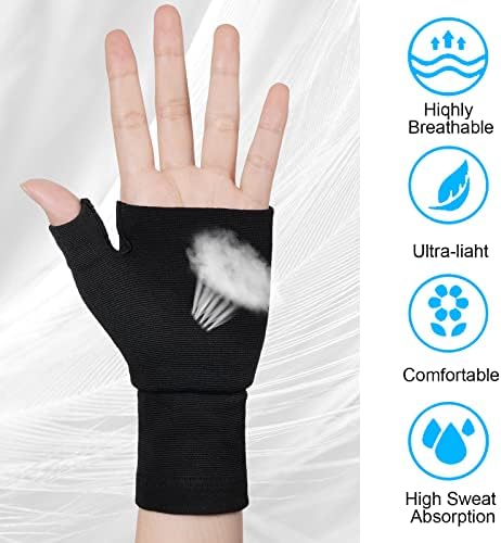 Wrist Brace with Thumb Support, 2 Pair Black Compression Elastic Hand Brace for Men and Women, Breathable Wrist Splint for Carpal Tunnel, Pain Relief, Tendonitis, Arthritis, Sprain, Sports(L)