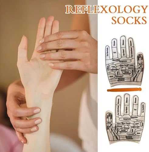 Acupressure Reflexology Gloves,Hand Massage with Point Massager with Massage Tool,Hand Massage Tool for Trigger Point Relief,Hand Spa Reflexology Sock,for Men Women Tired Relieve(A)