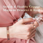 Lymphatic Drainage Ring & Copper Bracelet for Women, Magnetic Copper Bracelet and Magnetic Lymph Detox Ring, 100% Solid Pure Copper Jewelry Gift