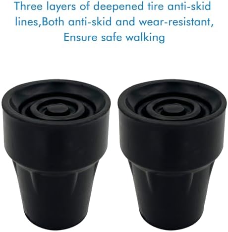 Replacement Cane Tips, 7/8 Inch, Black. (Pack of 2)
