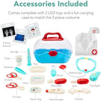 Best Choice Products Pretend Play Doctor's Office, Wooden Medical Center Toy Set for Kids w/Carrying Case, All Accessories Included, Height Measurer, 2-Piece Costume - Blue