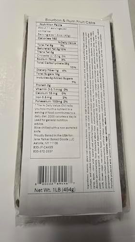 Jane Parker Fruitcake Bourbon & Rum Fruit Cake 1 Pound (16 Ounce) Loaf in a Box -Holiday-Christmas Cake-The Best Fruitcake You Can Buy