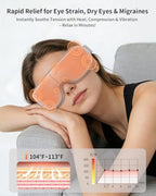 Eye Massager with Heat and Compression - Classic White Heated Eye Mask with Vibration, Bluetooth Music, 6 Modes, Rechargeable 1200mAh Battery for Eye Strain, Dry Eyes, Migraines Relief
