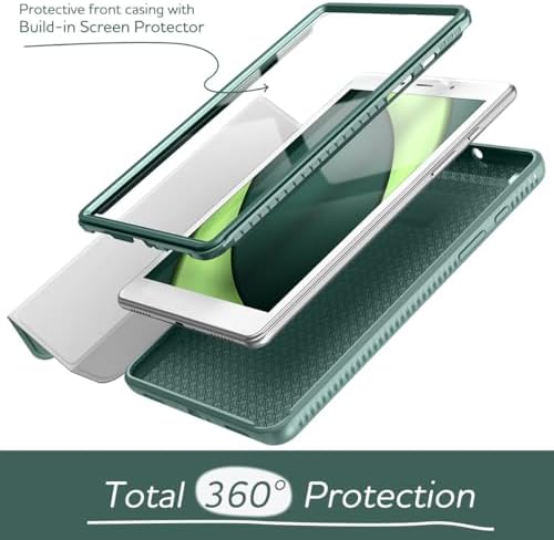 SURITCH Case for Samsung Galaxy Tab A 8.0 2019 (SM-T290/T295), [Built in Screen Protector][Auto Sleep/Wake] Lightweight Leather Case Full Body Smart Cover with Magnetic Trifold Stand-Midnight Green