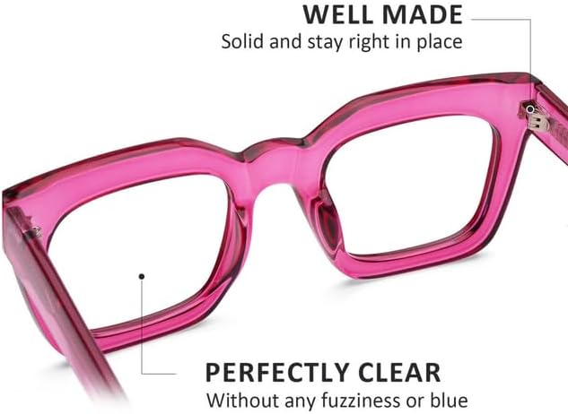 AQWANO Stylish Blue Light Reading Glasses Women, Fashion Oversized Square Designer Readers Computer Eyeglasses