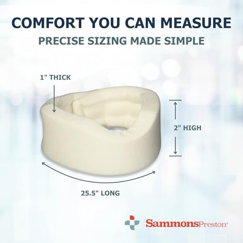 Sammons Preston Universal Contour Cervical Brace, Adjustable Hook and Loop Closure, For Neck Strain, Injury, or Post-Op Surgery, Relieves Neck Pain and Spine Pressure, Cream Color, 2” High