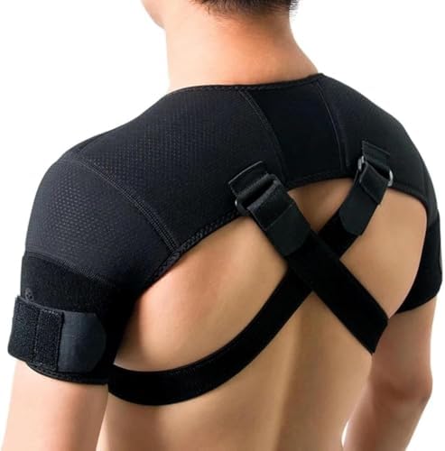 Adjustable Double Shoulder Support Brace, Flexible Compression Wrap Protector for Sleeping Pain Relief & Injury Preventio for Men and Women Frozen Shoulder,AC Joint,Labrum Tear(XXL/XXXL)