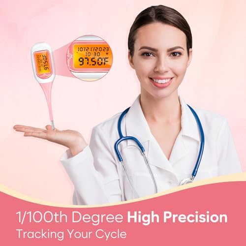 Easy@Home Smart Basal Thermometer for Women: Digital BBT Auto Sync with Premom App - Large Screen and Backlit Body Temperature - FSA Eligible, Charting, Precise Fertility Prediction | EBT-300