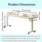 White Overbed Table Adjustable Height,Overbed Table with 360° Wheels, Rolling Over The Bed Desk, Queen Size Beds, Laptop Desk for Bed, for Bedroom, Living Room, Hospital Use
