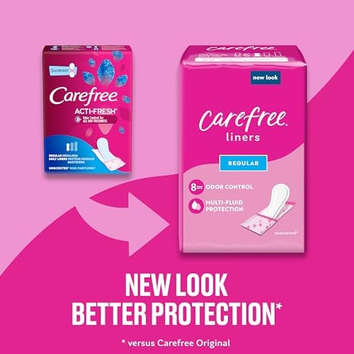 Carefree Panty Liners, Regular Liners, Wrapped, Unscented, 54ct (Packaging May Vary) & Thong Regular Liner (Pack of 1) Unscented 49 Count