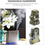 Moai-Shaped Aromatherapy Diffuser Humidifier with Spray USB Air Freshener for Home and Office Creative Desktop Decoration Automatic Shutoff Suitable for Bedroom and Living