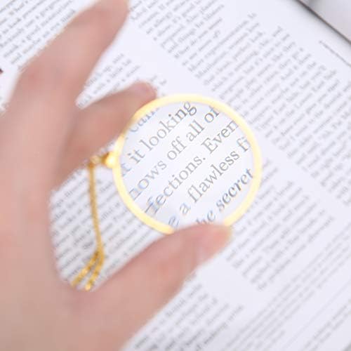 5X Necklace Pendant Magnifier, Magnifying Glass,5X Necklace Monocle Portable Pendant Magnifier with Chain,Real Glasses Magnifying for Reading Hobbies,Inspection,Seniors (Gold)
