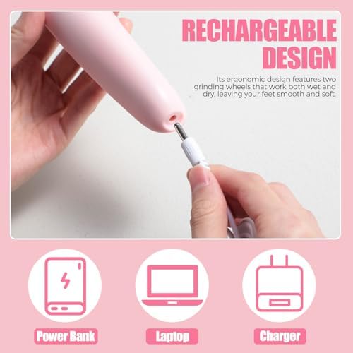BS-MALL Electric Foot File - Powerful 2-in-1 Pedicure Tool for Dead Skin Removal, Stay Refreshed with Dual Grinding Wheels & USB Data Line