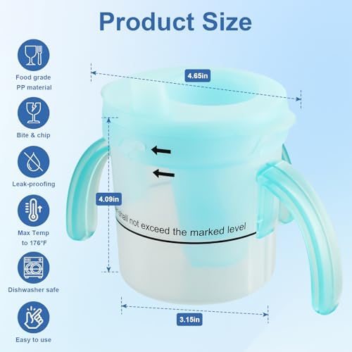 Dysphagia Cup for Adults with Difficulty Swallowing, Swallowing Cup for Elderly Spill Proof 5cc, 10cc, 15cc, No Spill Slow Flow Regulating Drinking Cup to Prevent Choking (Transparent Blue)