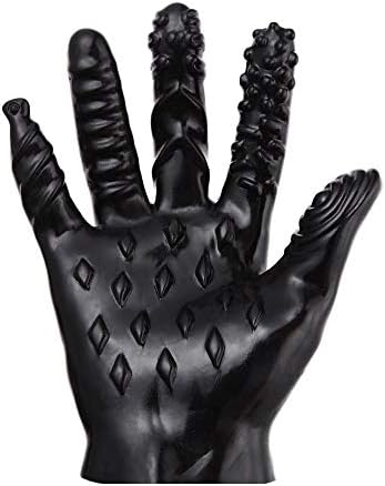 Massage Gloves, 2Pcs Soft Flirting Massage Gloves Men Ribbed Teasing Gloves, Bath Glove Silicone Male Female Massage Tool (Black A+Transparent A)