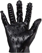 Massage Gloves, 2Pcs Soft Flirting Massage Gloves Men Ribbed Teasing Gloves, Bath Glove Silicone Male Female Massage Tool (Black A+Transparent A)