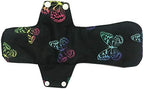 MUMBABY 5pcs 30.5cm / 12inch (Fit) Heavy Flow Charcoal Bamboo Mama Cloth/Menstrual Pads/Reusable Sanitary Pads (Black Butterfly, Large)